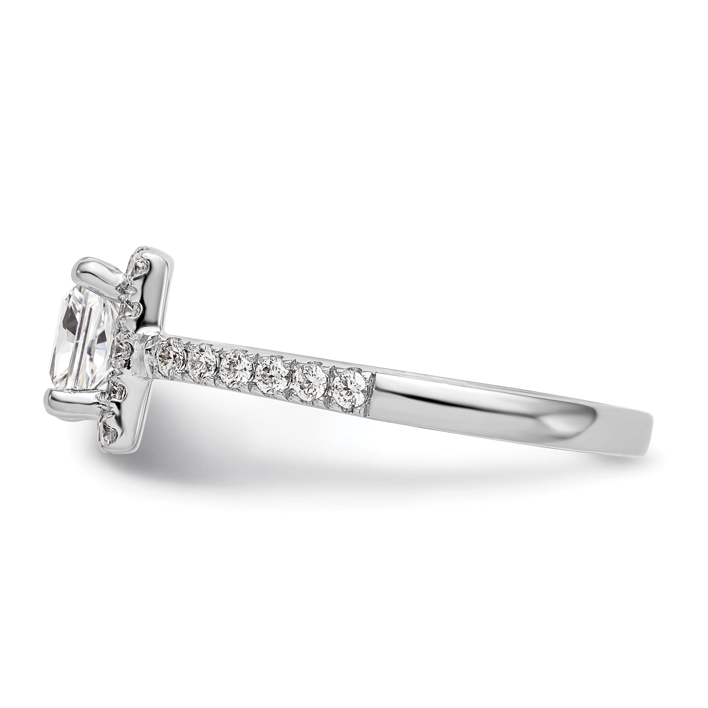 0.25ct. CZ Solid Real 14K White Gold Princess Square Halo Engagement Ring