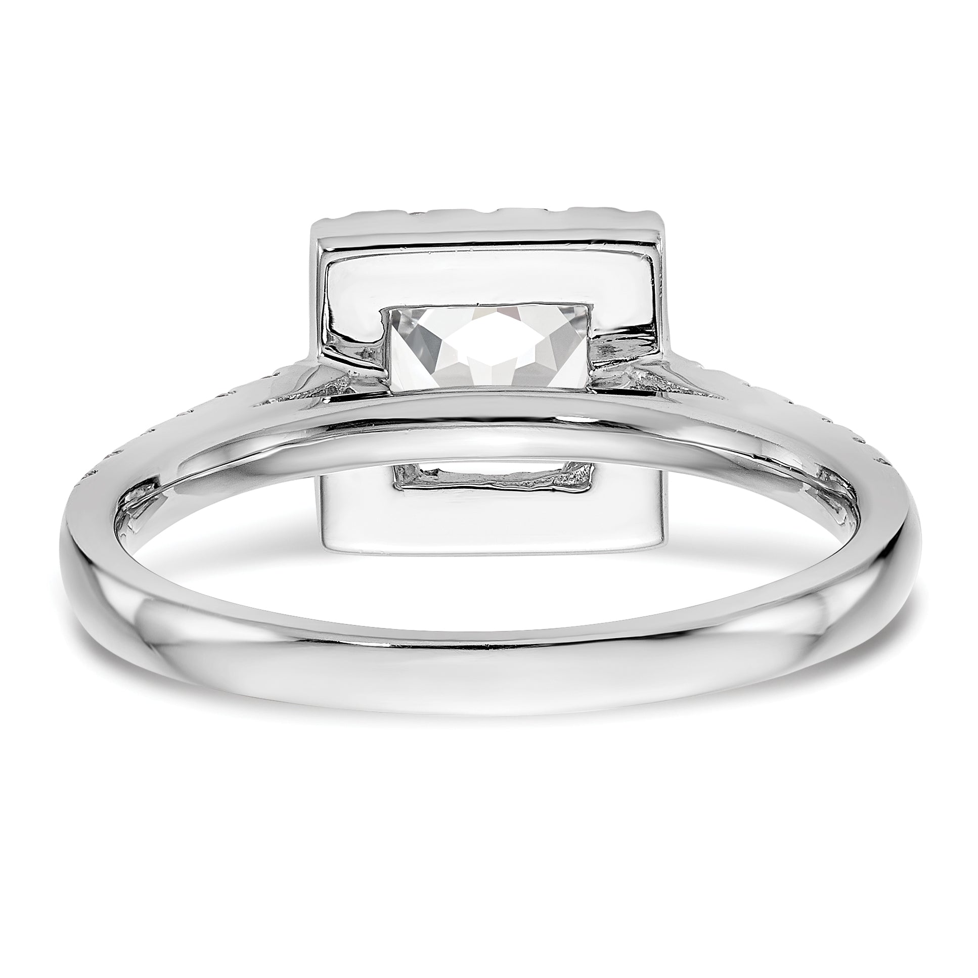 0.25ct. CZ Solid Real 14K White Gold Princess Square Halo Engagement Ring