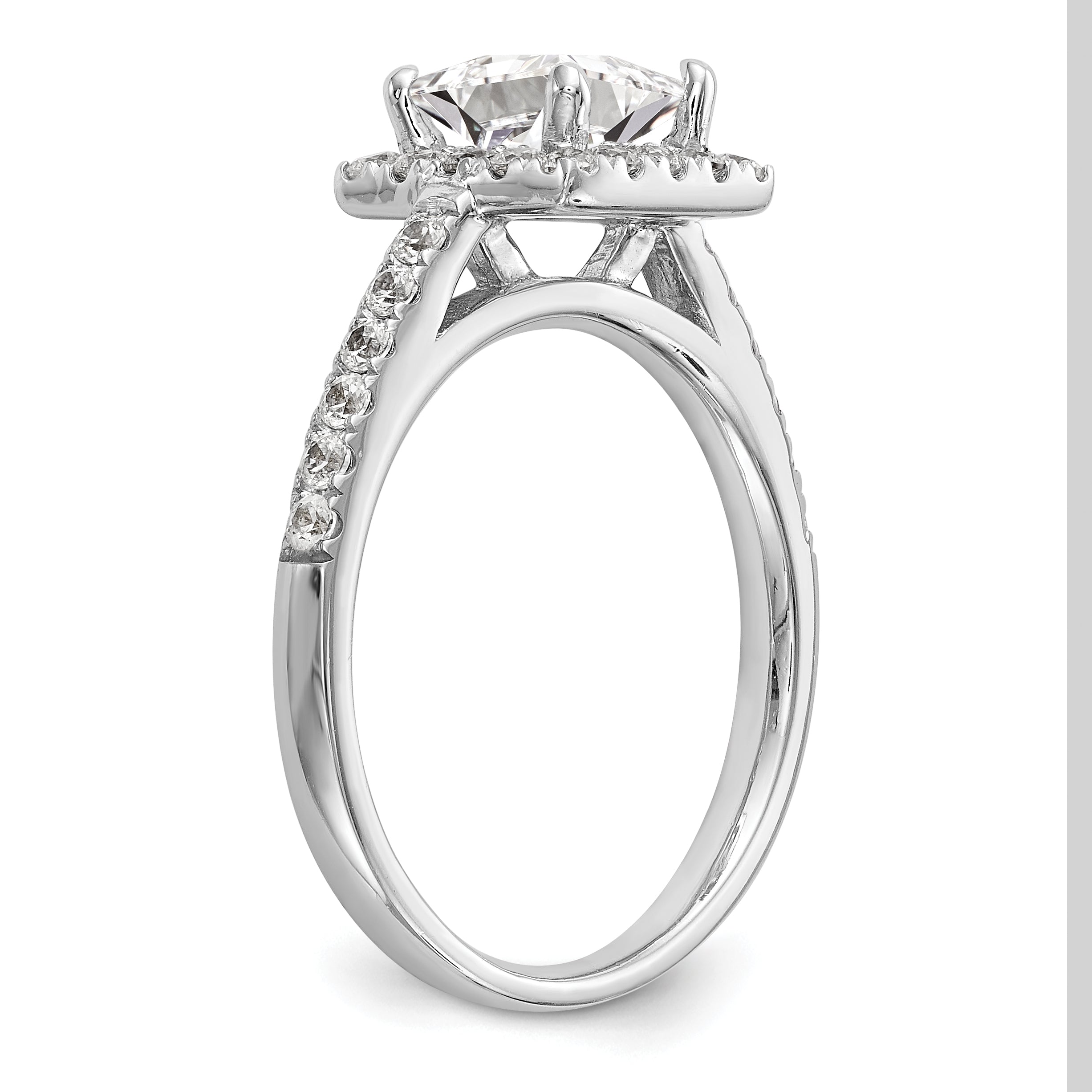 0.25ct. CZ Solid Real 14K White Gold Princess Square Halo Engagement Ring