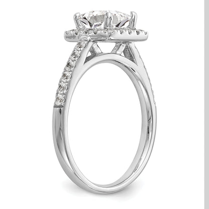 0.25ct. CZ Solid Real 14K White Gold Princess Square Halo Engagement Ring