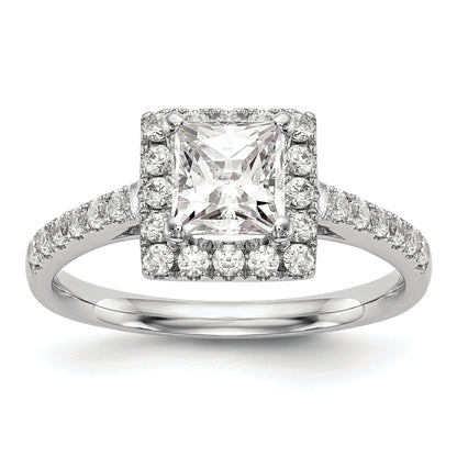 0.25ct. CZ Solid Real 14K White Gold Princess Square Halo Engagement Ring