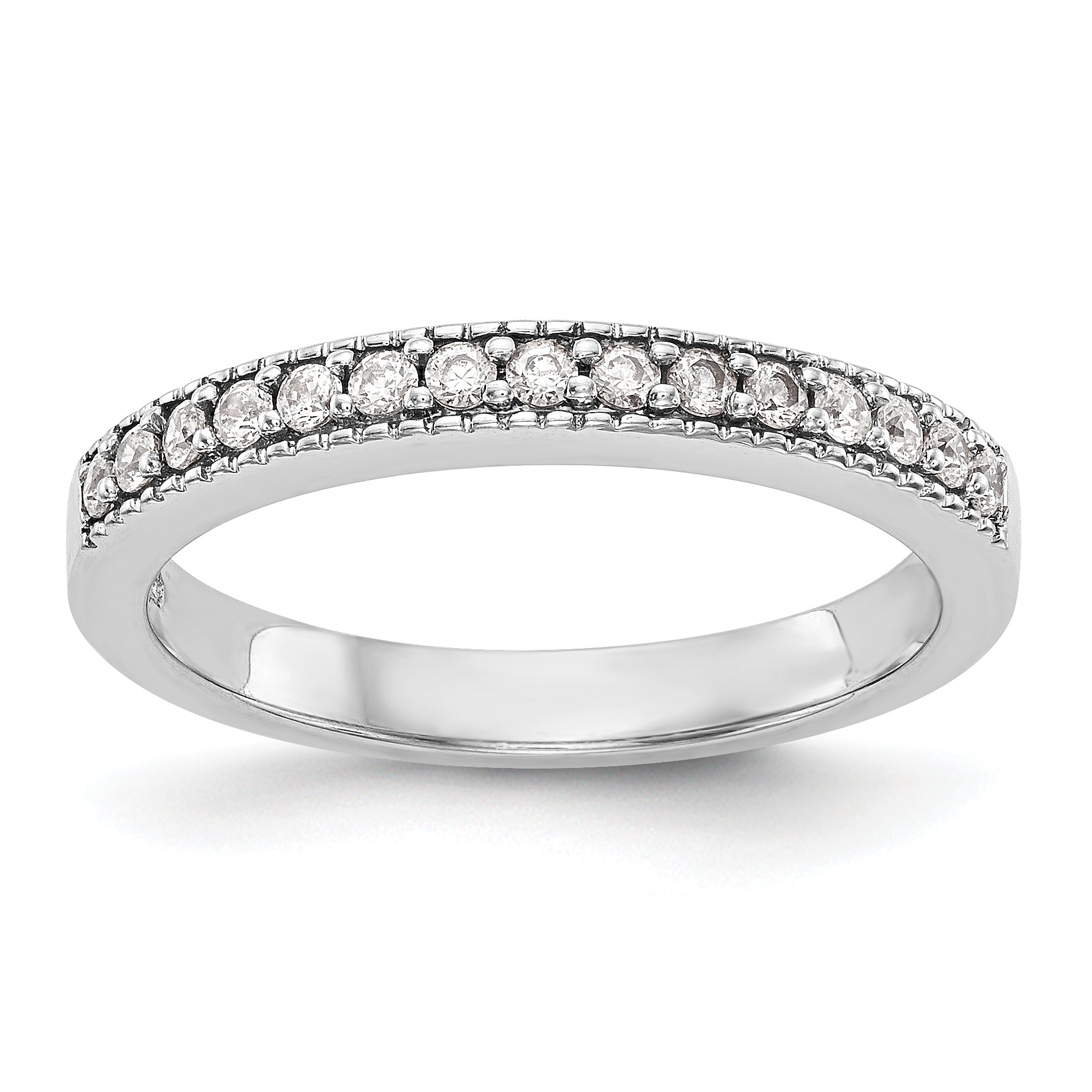 0.17ct. CZ Solid Real 14K White Gold Wedding Wedding Band Ring