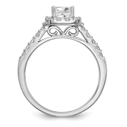 0.60ct. CZ Solid Real 14K White Gold Princess Square Halo Engagement Ring