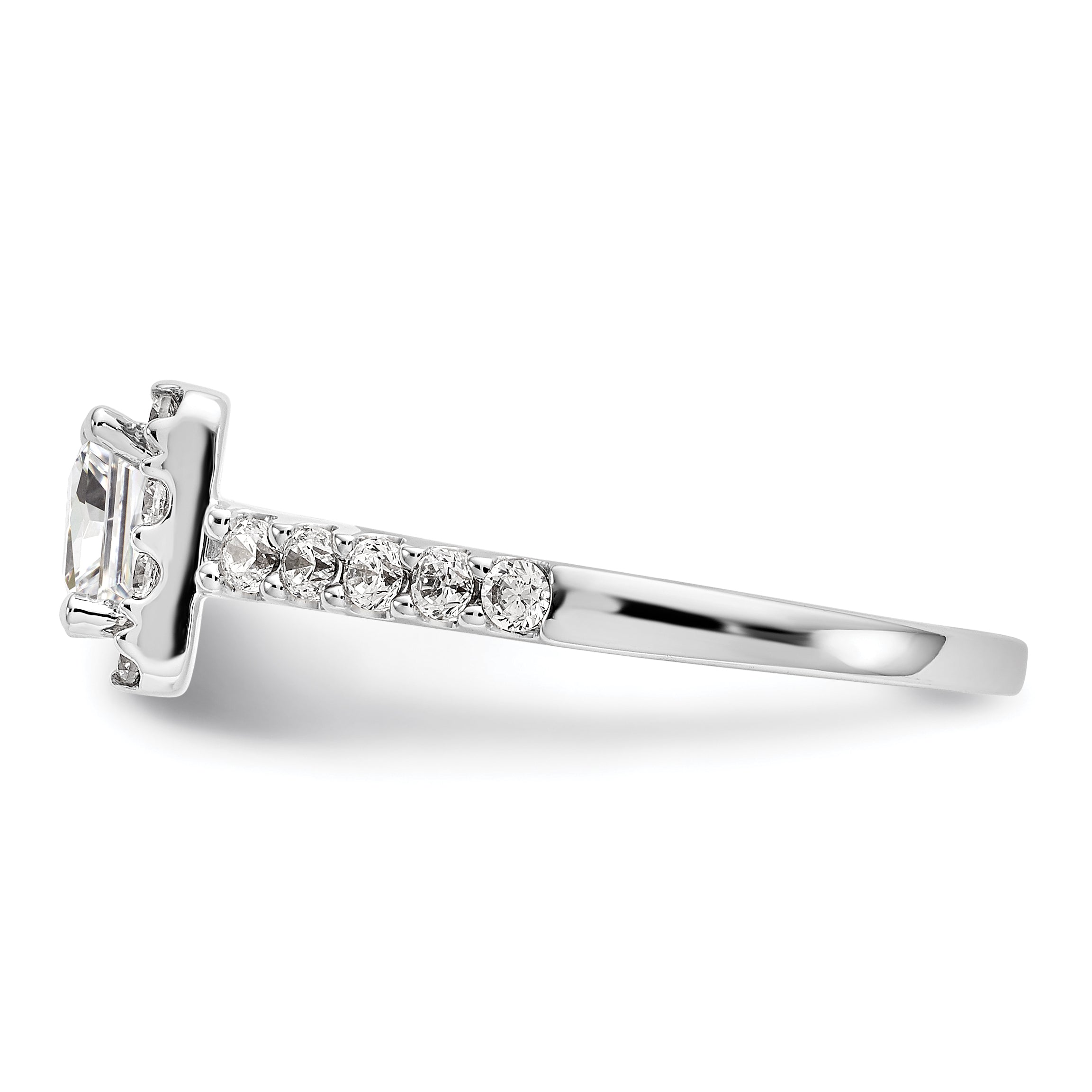 0.60ct. CZ Solid Real 14K White Gold Princess Square Halo Engagement Ring