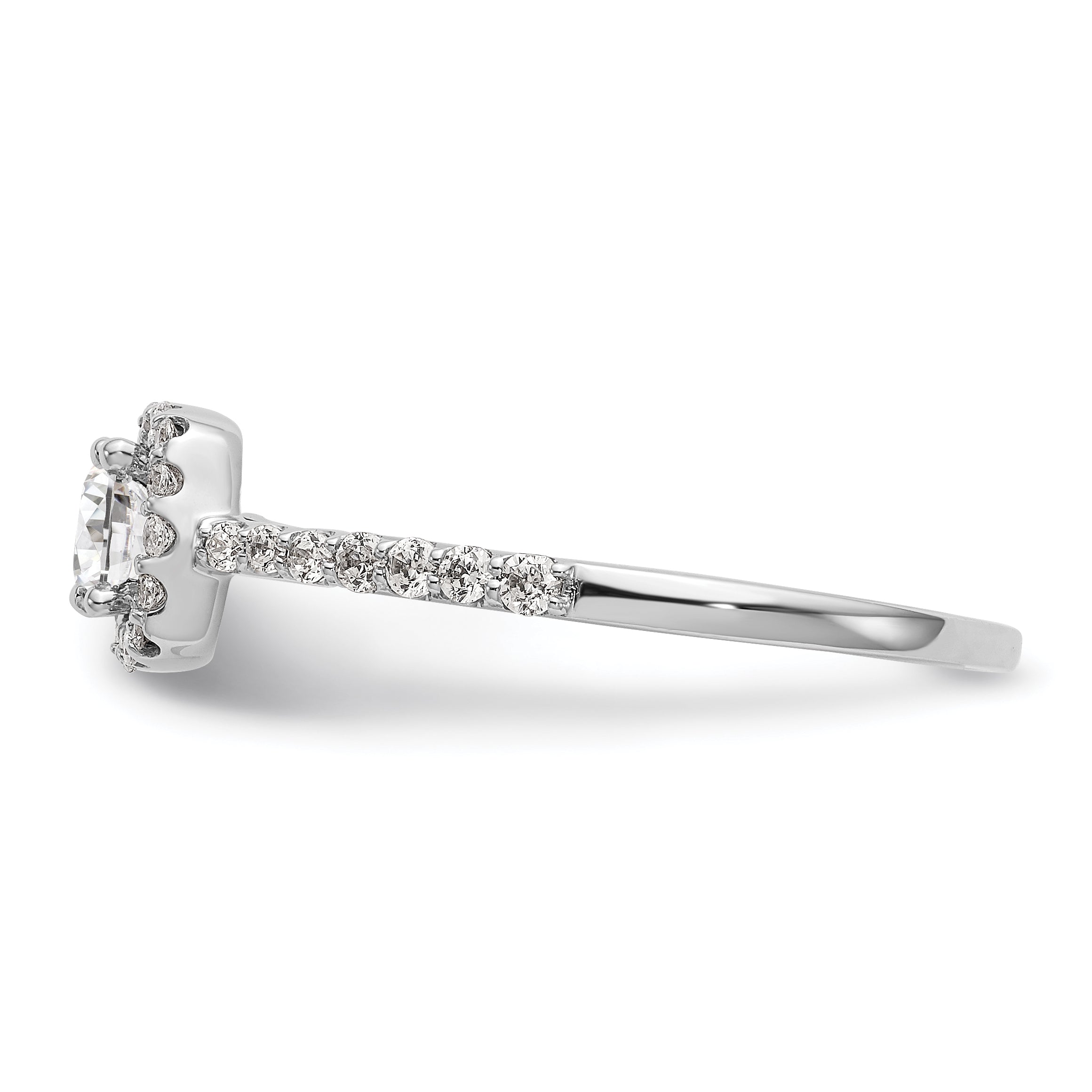0.50ct. CZ Solid Real 14K White Gold Princess Square Halo Engagement Ring