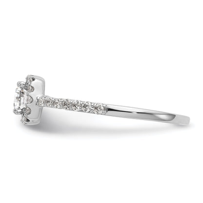 0.50ct. CZ Solid Real 14K White Gold Princess Square Halo Engagement Ring