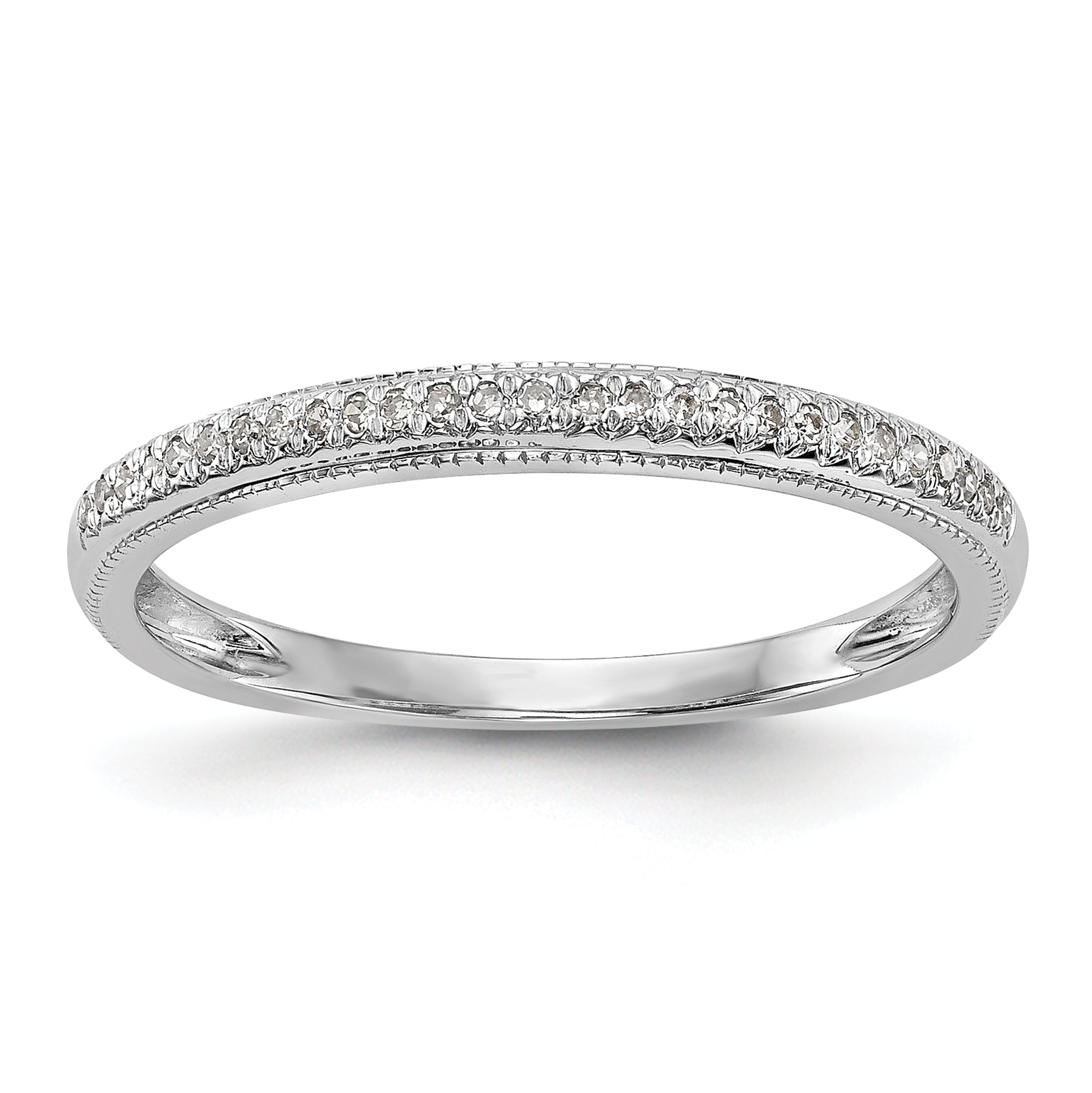 0.08ct. CZ Solid Real 14K White Gold Wedding Wedding Band Ring