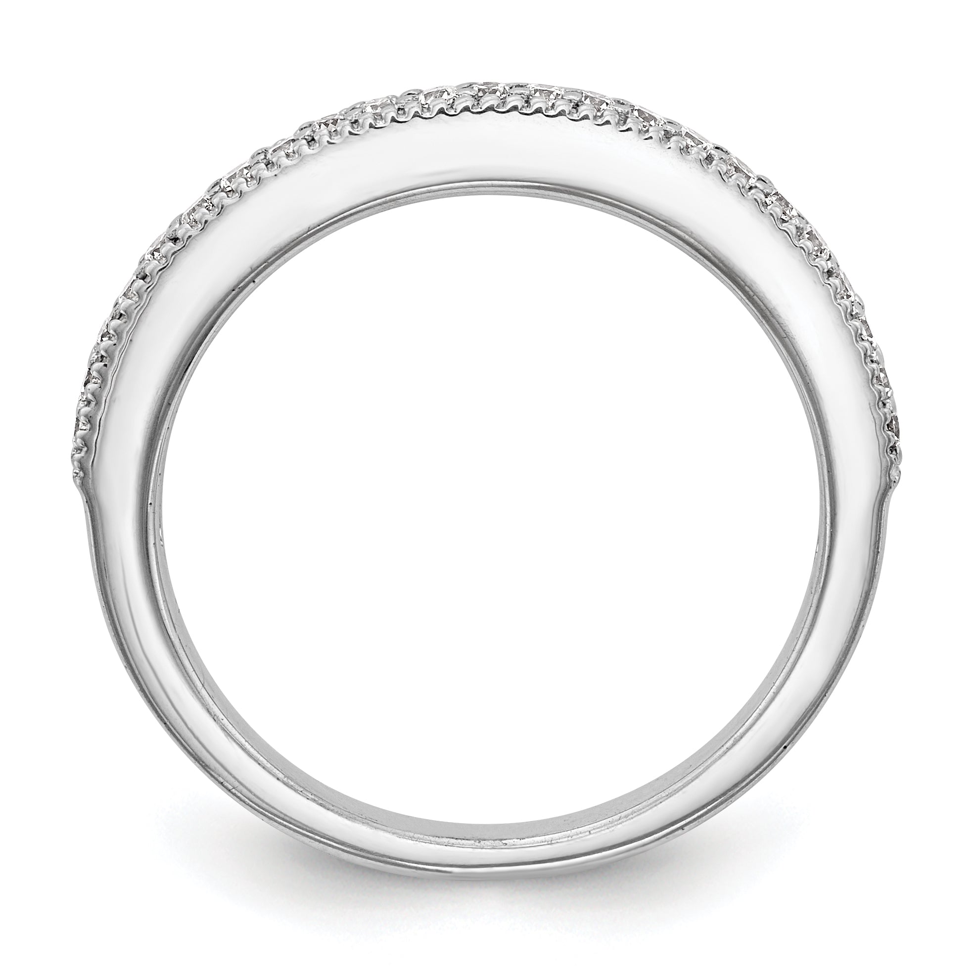 0.14ct. CZ Solid Real 14K White Gold Wedding Wedding Band Ring