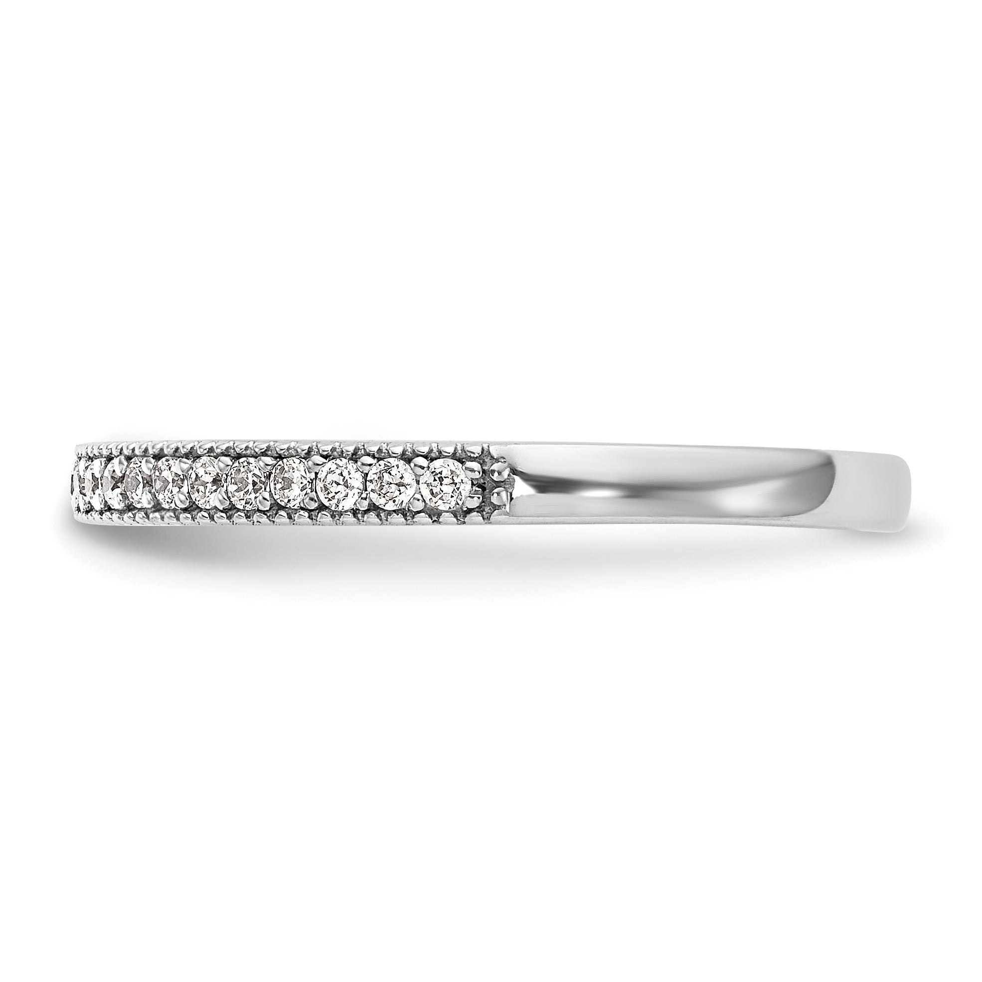 0.14ct. CZ Solid Real 14K White Gold Wedding Wedding Band Ring