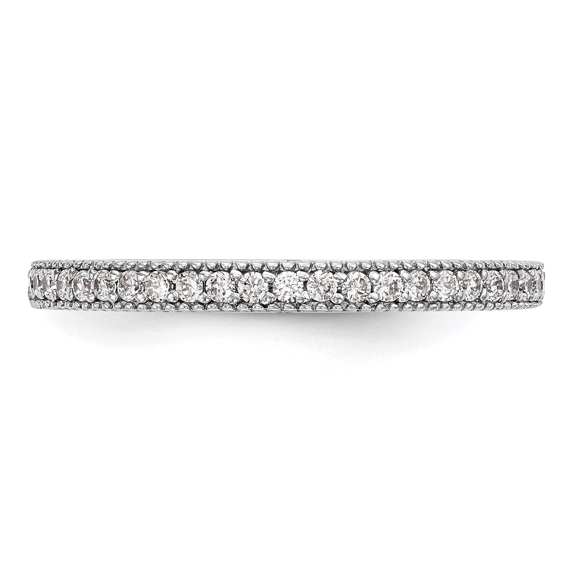 0.14ct. CZ Solid Real 14K White Gold Wedding Wedding Band Ring