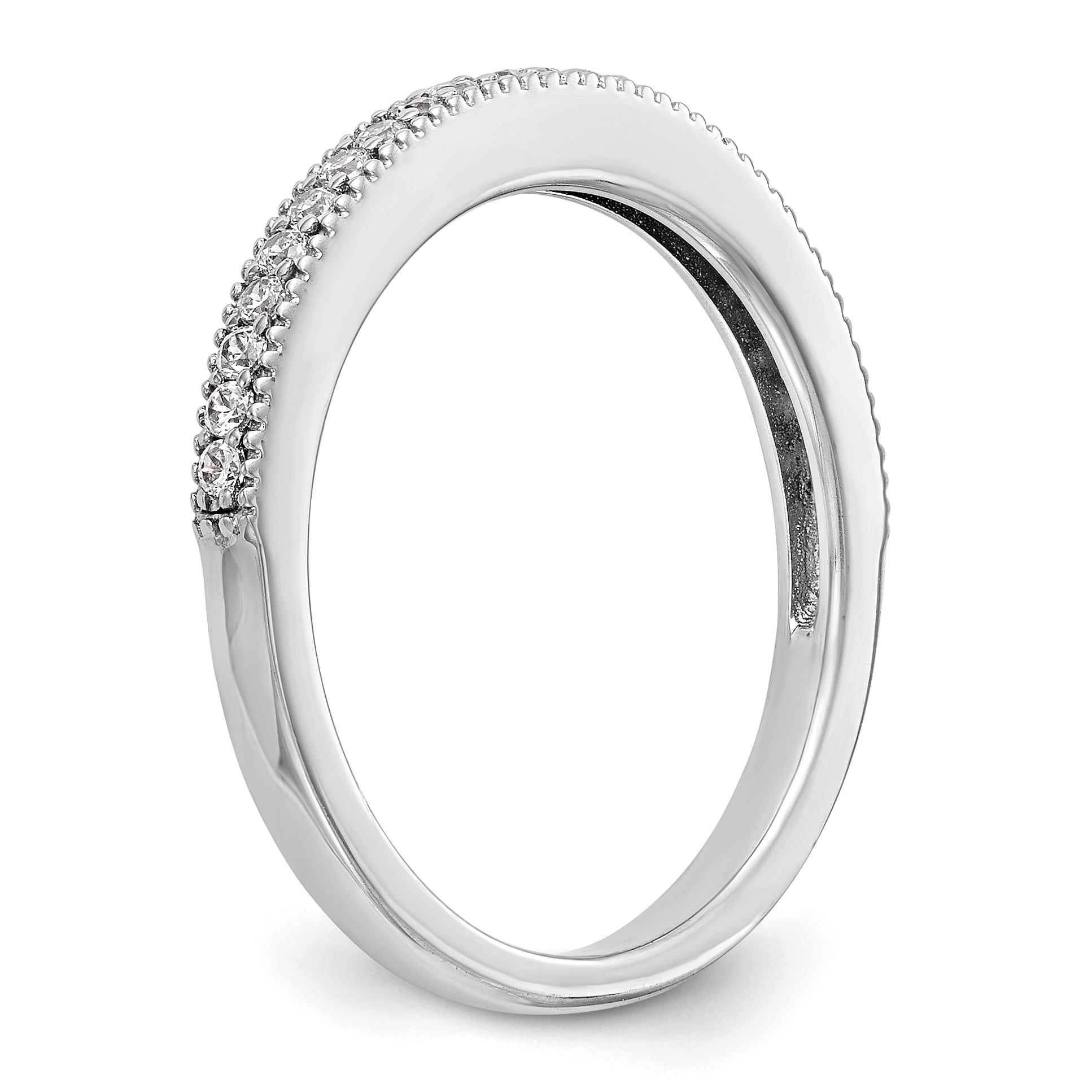 0.14ct. CZ Solid Real 14K White Gold Wedding Wedding Band Ring