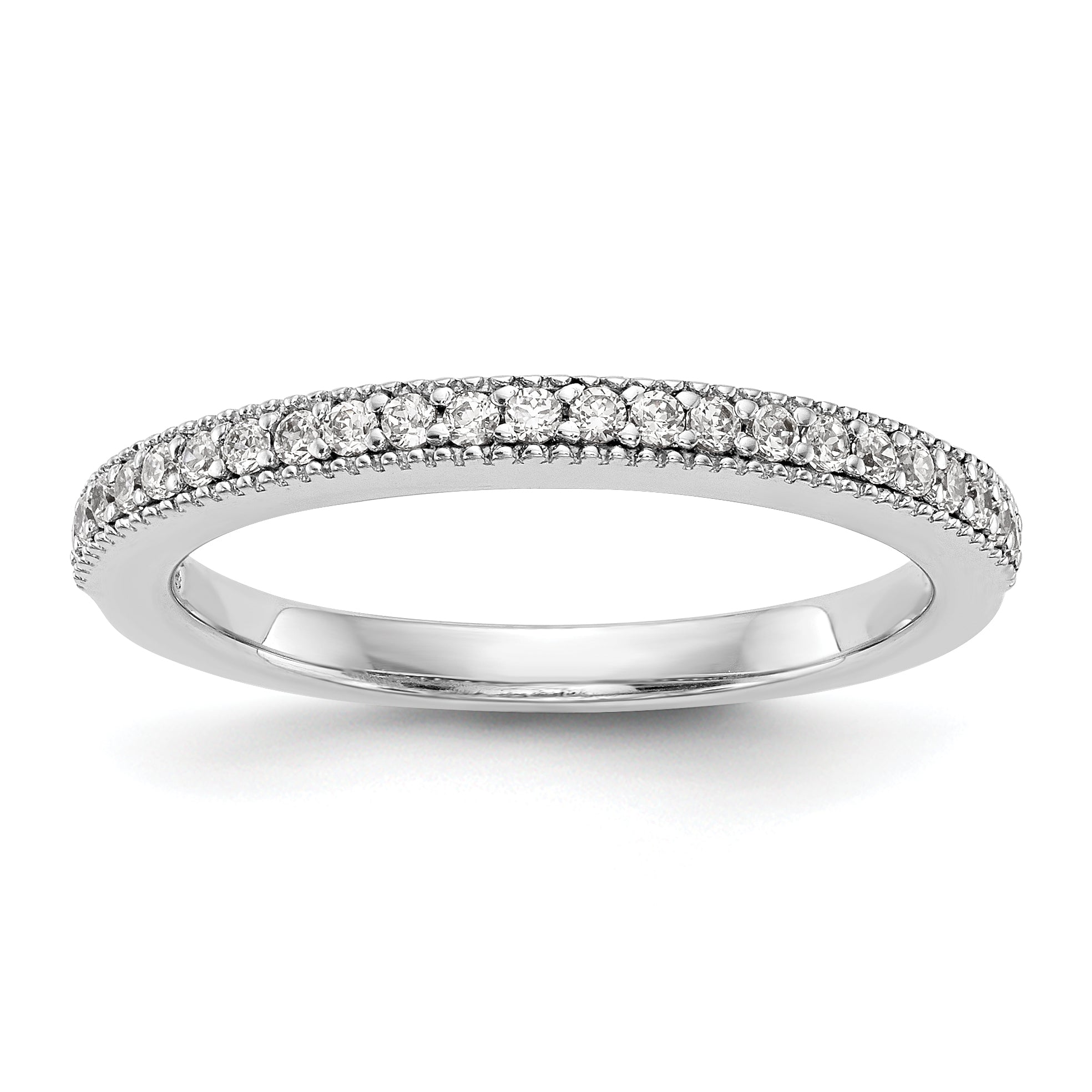 0.14ct. CZ Solid Real 14K White Gold Wedding Wedding Band Ring