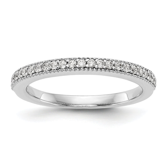 0.14ct. CZ Solid Real 14K White Gold Wedding Wedding Band Ring