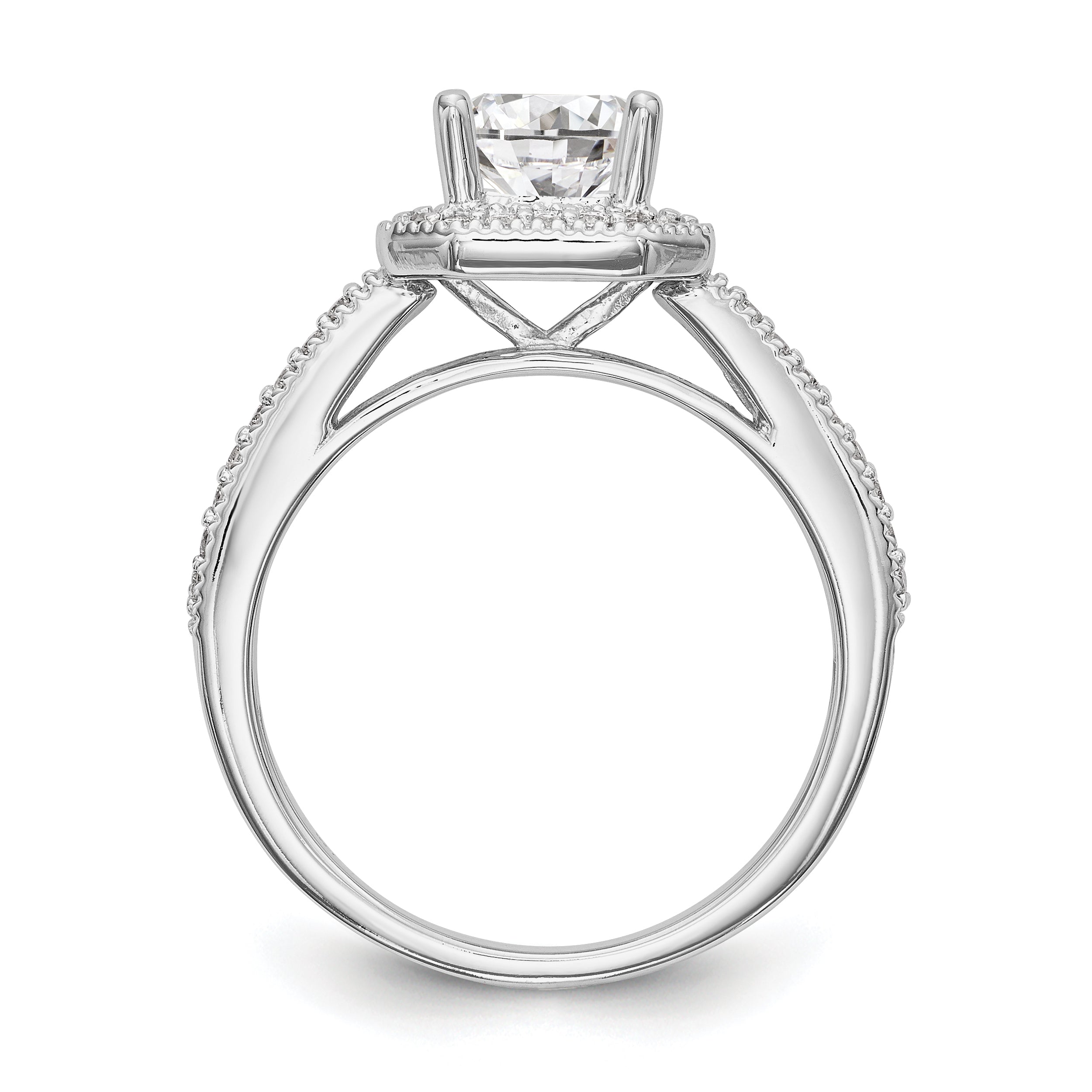 0.25ct. CZ Solid Real 14K White Gold Princess Square Halo Engagement Ring