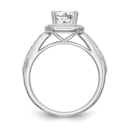 0.25ct. CZ Solid Real 14K White Gold Princess Square Halo Engagement Ring