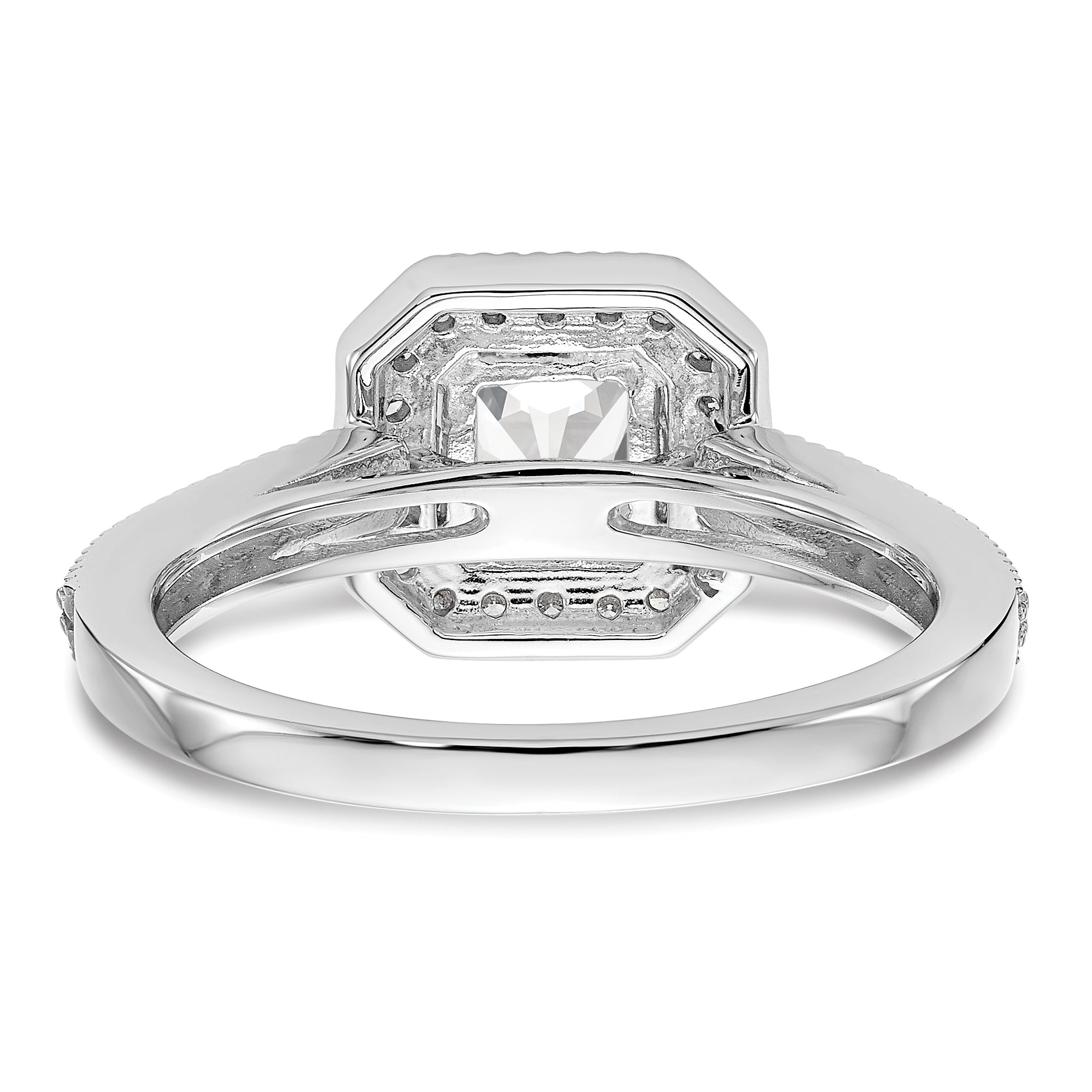 0.25ct. CZ Solid Real 14K White Gold Princess Square Halo Engagement Ring