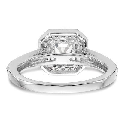 0.25ct. CZ Solid Real 14K White Gold Princess Square Halo Engagement Ring