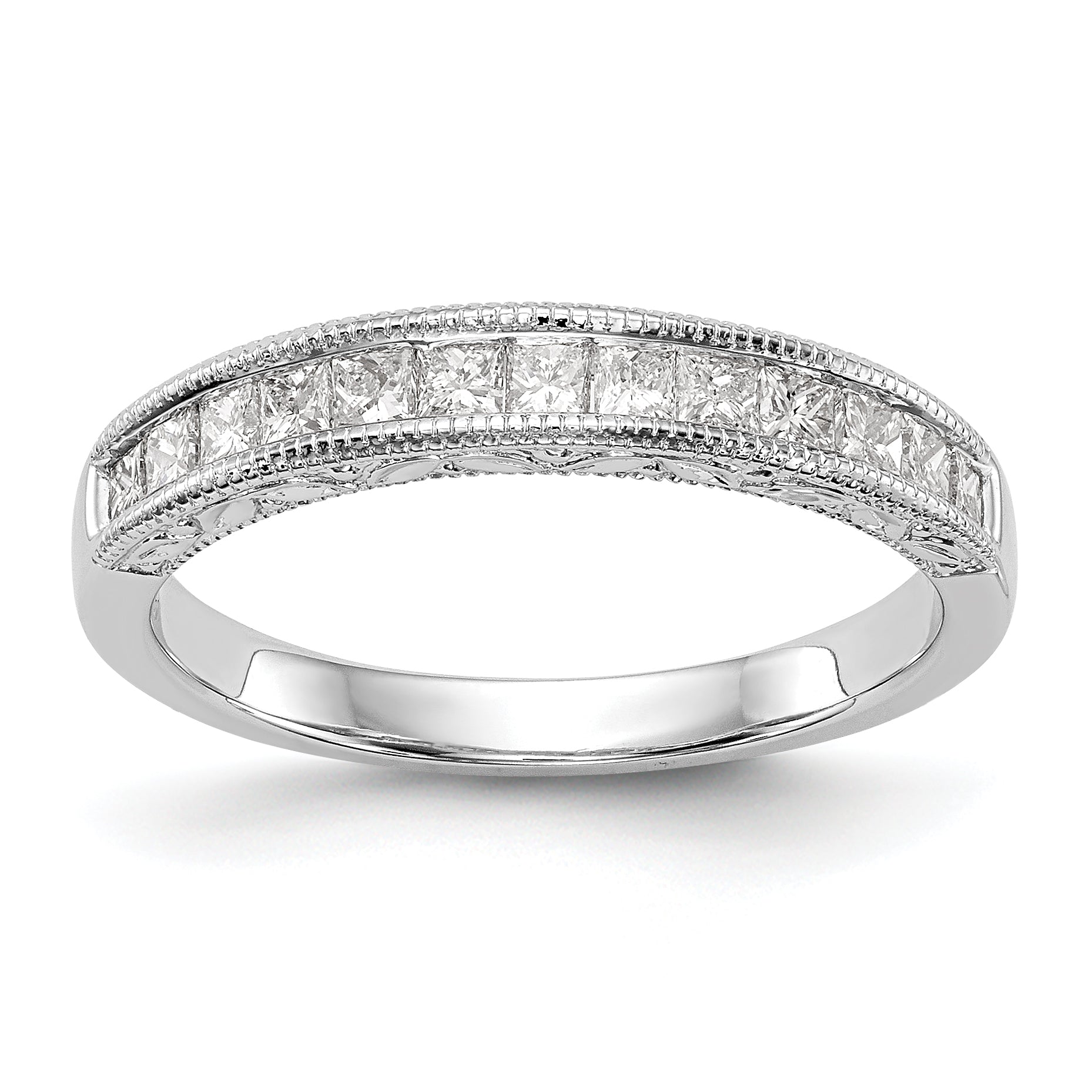 0.50ct. CZ Solid Real 14K White Gold Wedding Wedding Band Ring