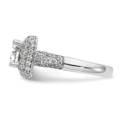 1.00ct. CZ Solid Real 14K White Gold Princess Cushion Halo Engagement Ring