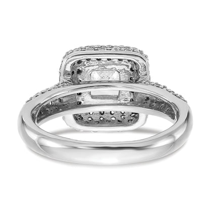 1.00ct. CZ Solid Real 14K White Gold Princess Cushion Halo Engagement Ring