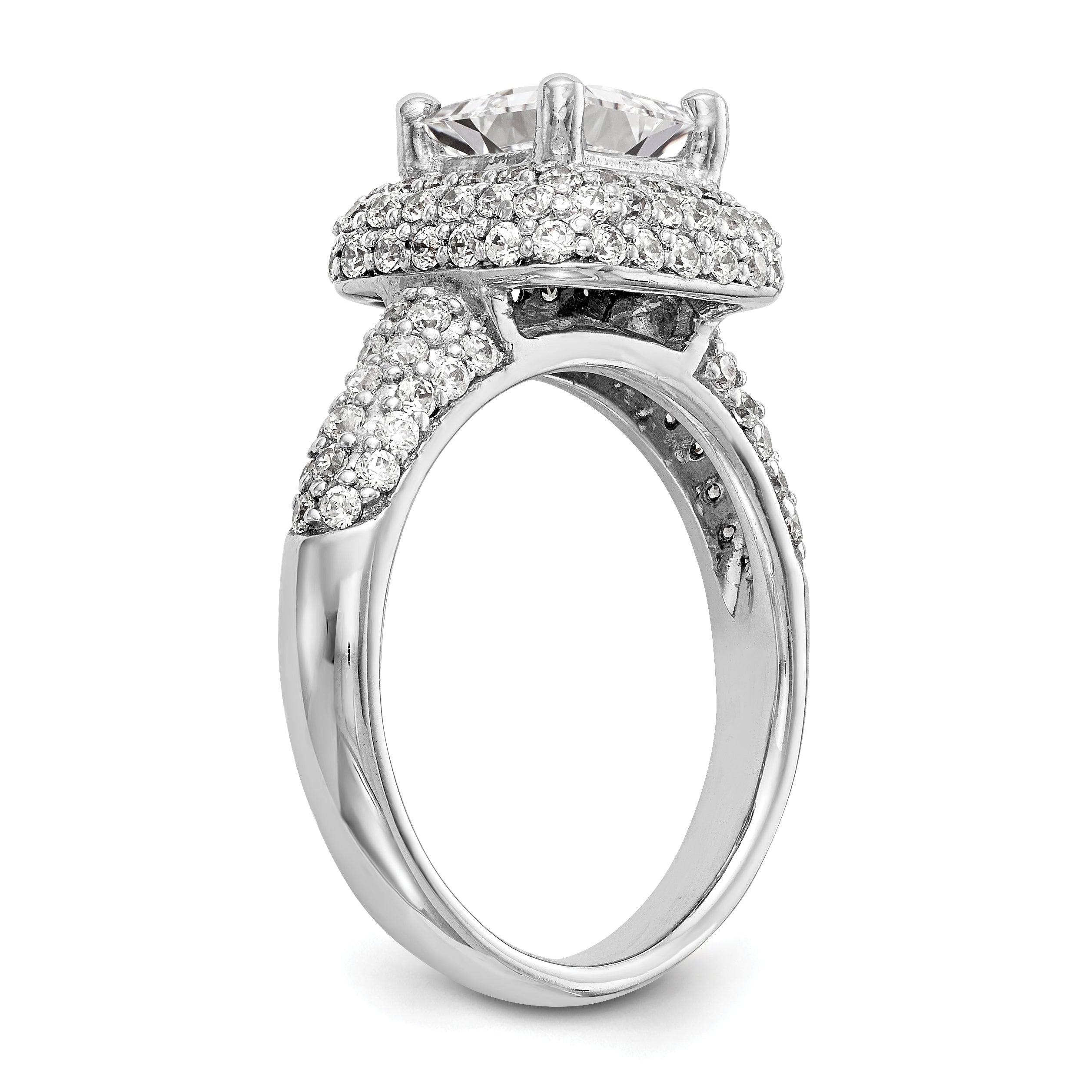 1.00ct. CZ Solid Real 14K White Gold Princess Cushion Halo Engagement Ring