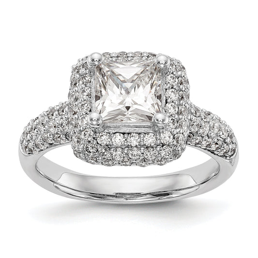 1.00ct. CZ Solid Real 14K White Gold Princess Cushion Halo Engagement Ring