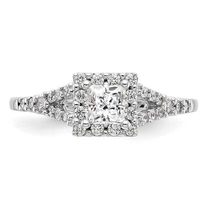 0.33ct. CZ Solid Real 14K White Gold Princess Square Halo Engagement Ring