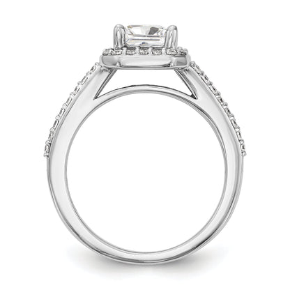 0.50ct. CZ Solid Real 14K White Gold Princess Cushion Halo Engagement Ring
