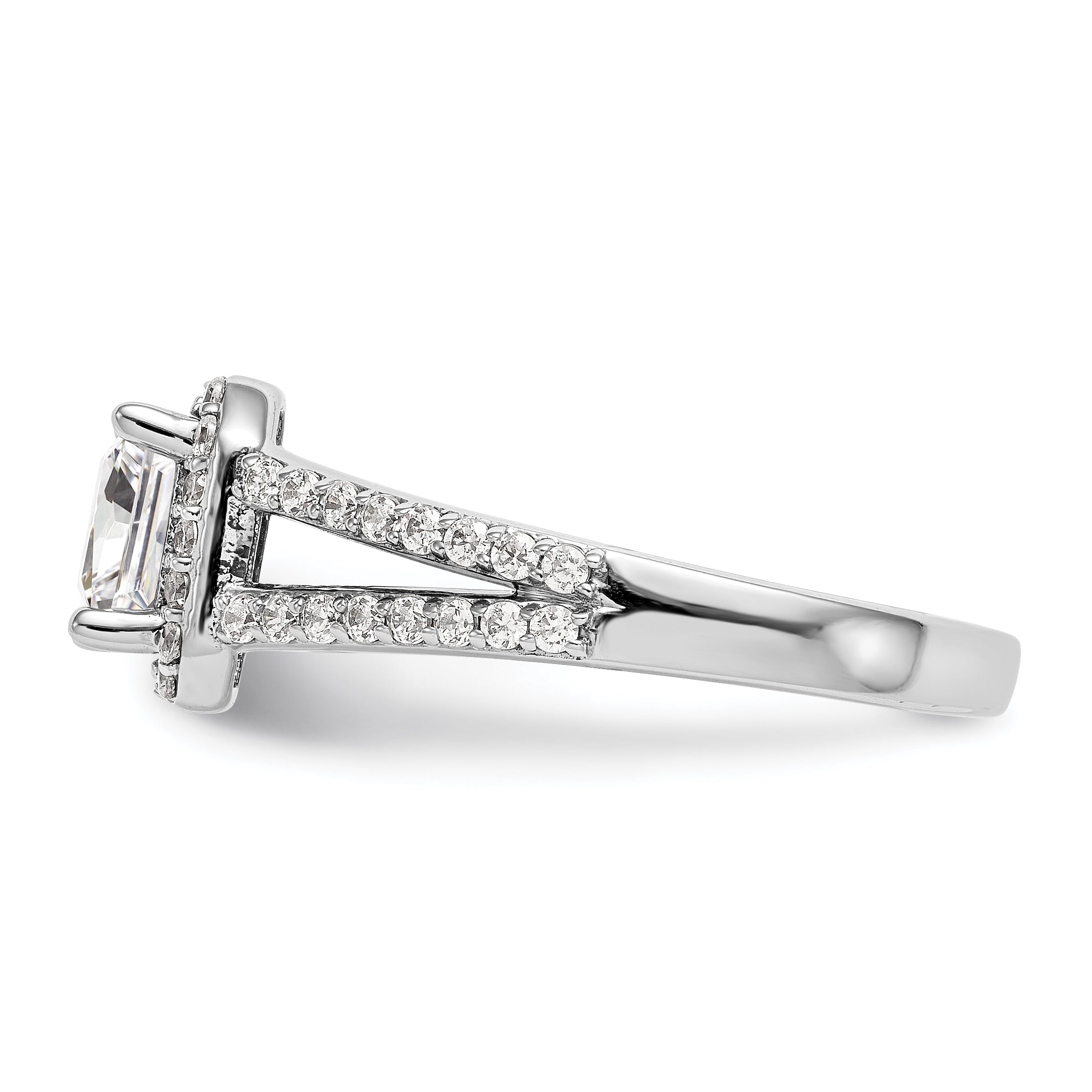 0.50ct. CZ Solid Real 14K White Gold Princess Cushion Halo Engagement Ring
