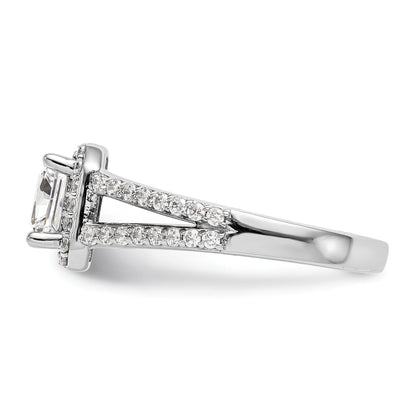 0.50ct. CZ Solid Real 14K White Gold Princess Cushion Halo Engagement Ring