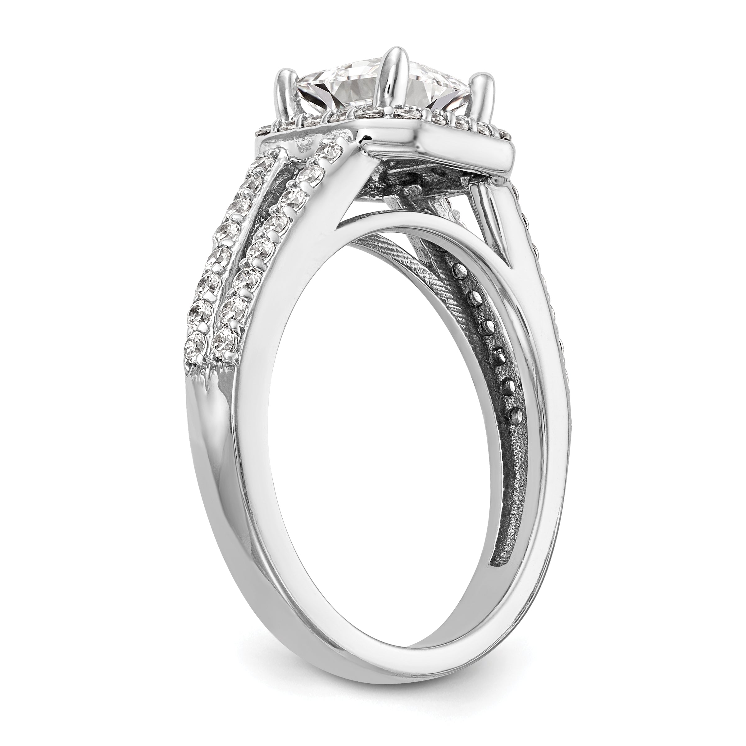 0.50ct. CZ Solid Real 14K White Gold Princess Cushion Halo Engagement Ring