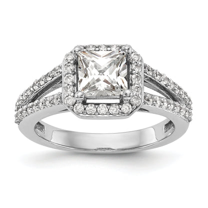 0.50ct. CZ Solid Real 14K White Gold Princess Cushion Halo Engagement Ring