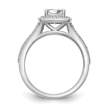 0.75ct. CZ Solid Real 14K White Gold Princess Cushion Halo Engagement Ring