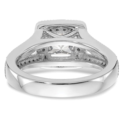 0.75ct. CZ Solid Real 14K White Gold Princess Cushion Halo Engagement Ring