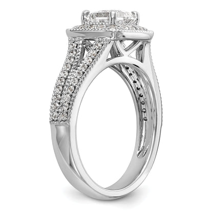 0.75ct. CZ Solid Real 14K White Gold Princess Cushion Halo Engagement Ring