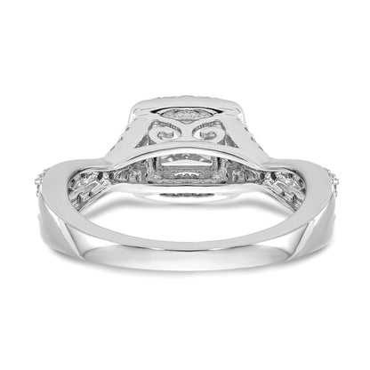 0.25ct. CZ Solid Real 14K White Gold Princess Cushion Halo Engagement Ring