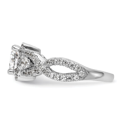 0.50ct. CZ Solid Real 14K White Gold Princess Cushion Halo Engagement Ring