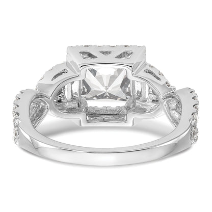 0.75ct. CZ Solid Real 14K White Gold Princess Cushion Halo Engagement Ring