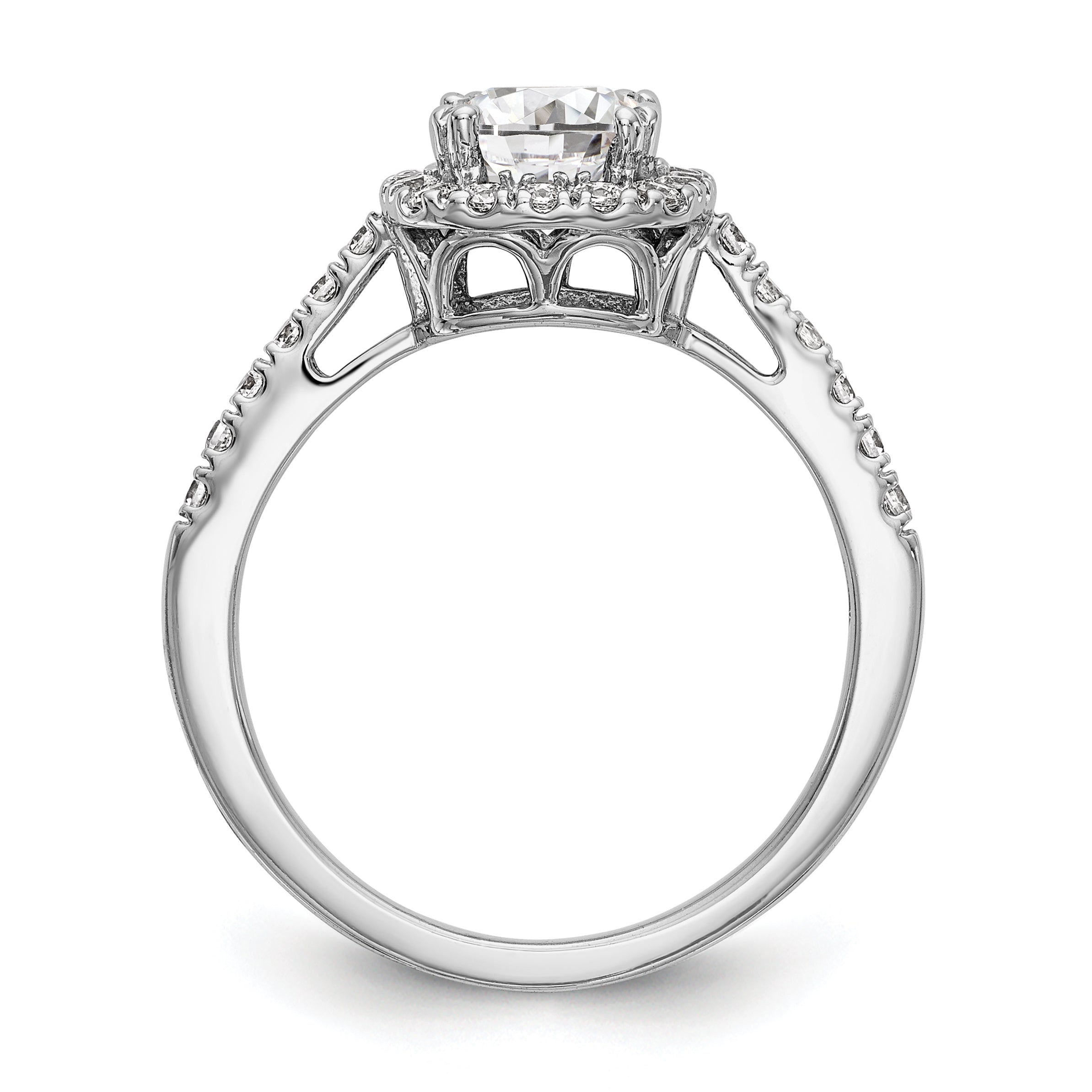 1.50ct. CZ Solid Real 14K White Gold Cushion Halo Engagement Ring