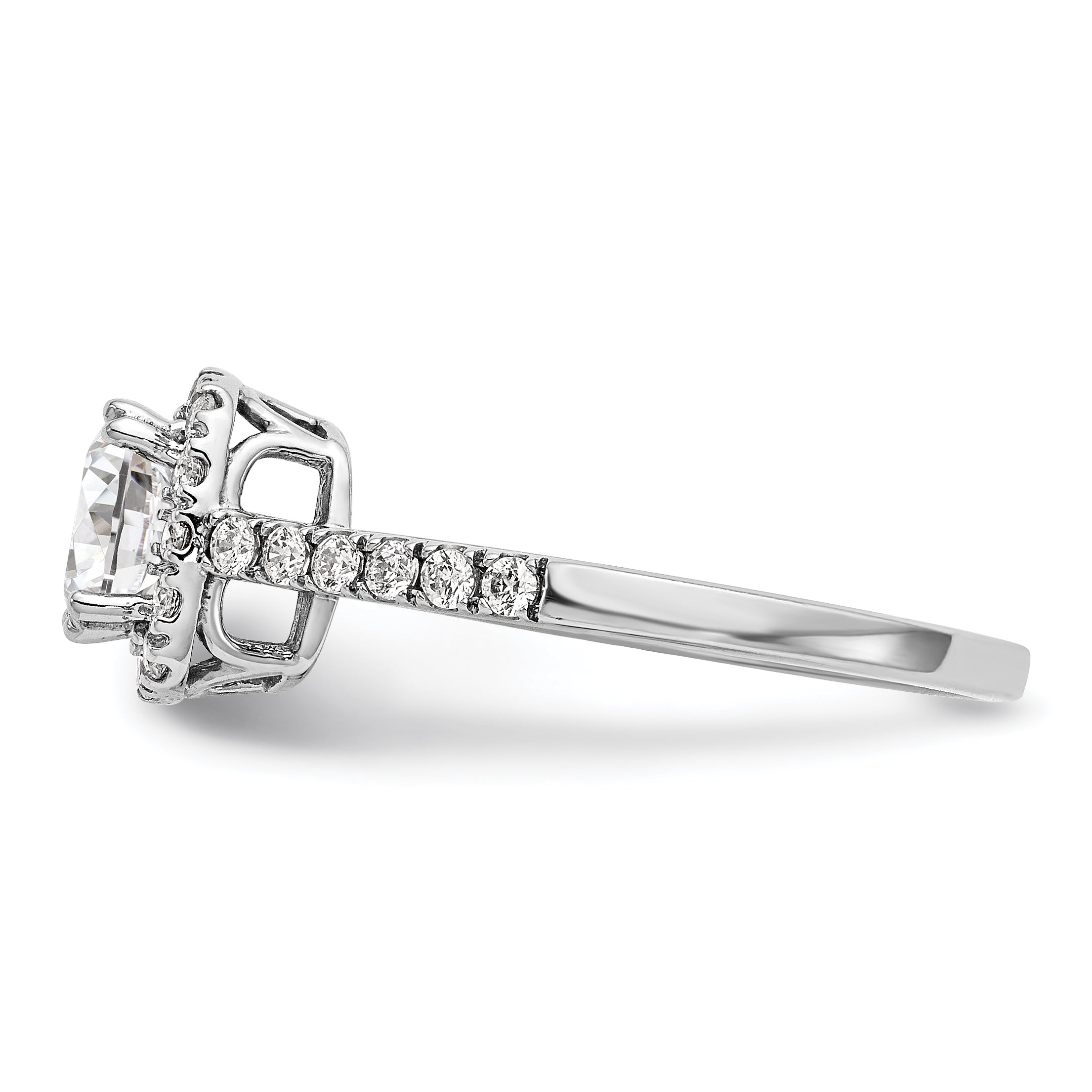 0.50ct. CZ Solid Real 14K White Gold Cushion Halo Engagement Ring
