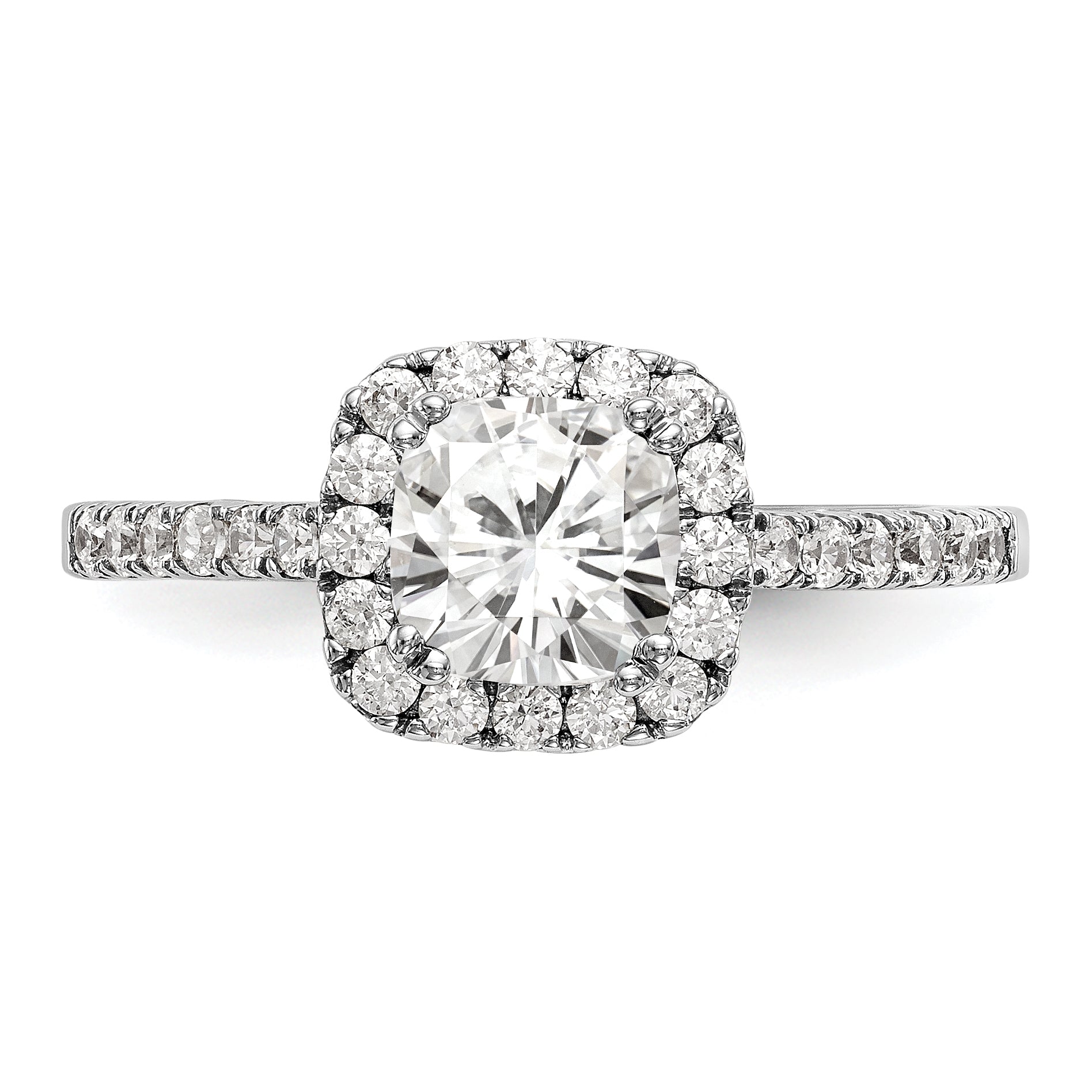 1.25ct. CZ Solid Real 14K White Gold Cushion Halo Engagement Ring