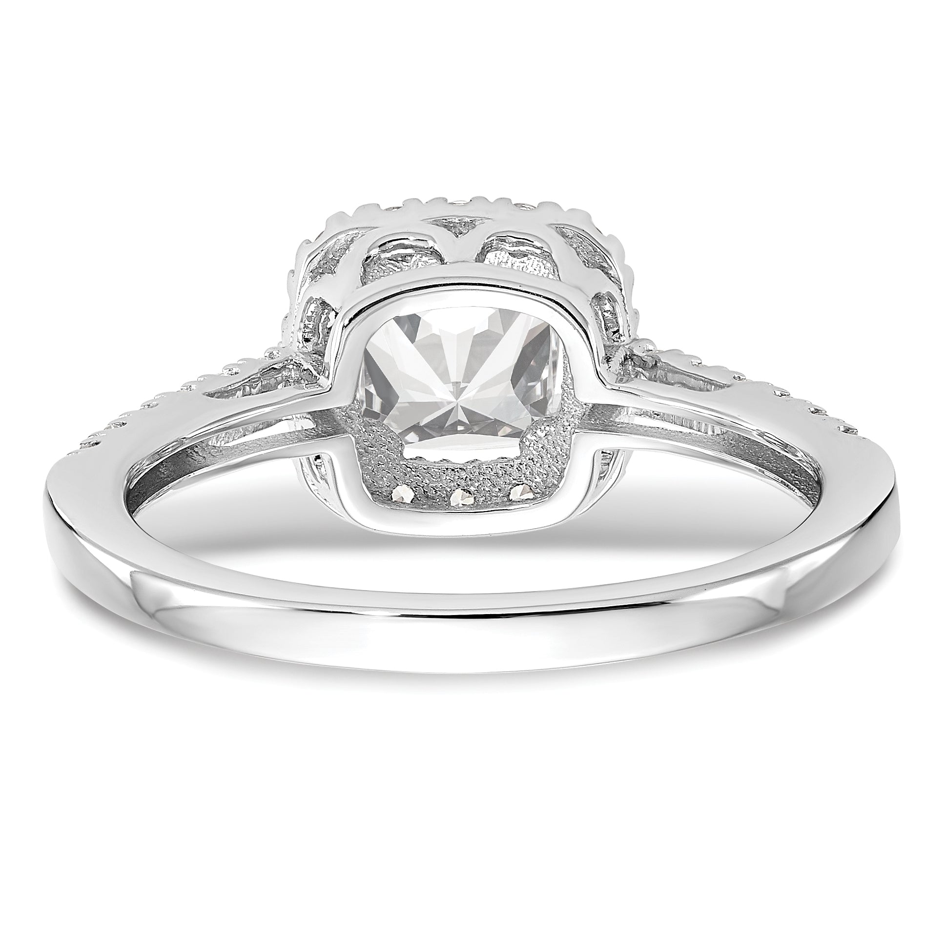 0.50ct. CZ Solid Real 14K White Gold Cushion Halo Engagement Ring