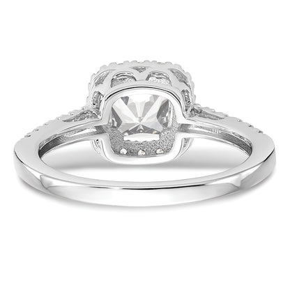 0.50ct. CZ Solid Real 14K White Gold Cushion Halo Engagement Ring