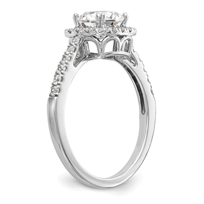 0.75ct. CZ Solid Real 14K White Gold Cushion Halo Engagement Ring