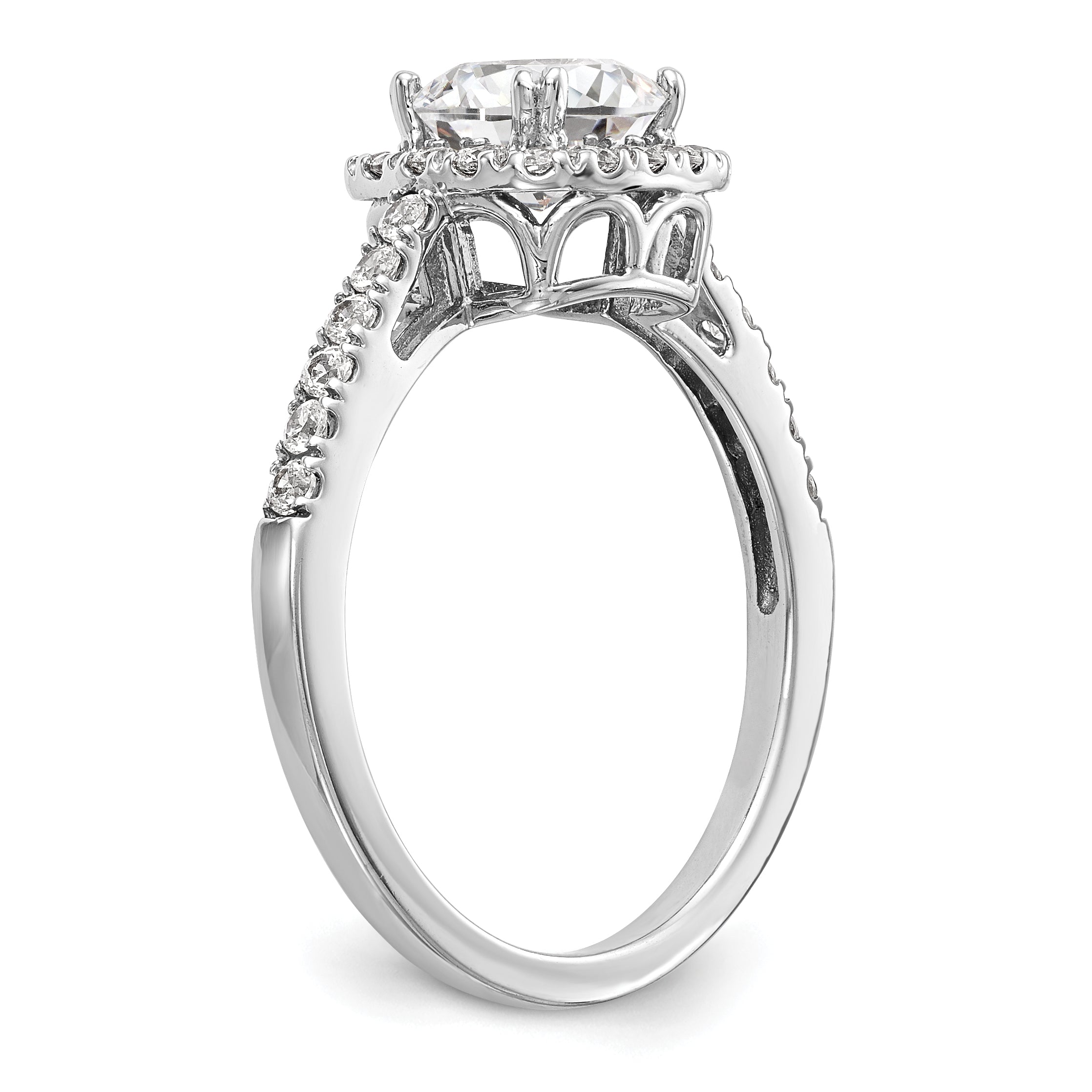 1.75ct. CZ Solid Real 14K White Gold Cushion Halo Engagement Ring
