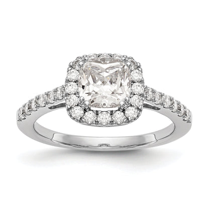 1.25ct. CZ Solid Real 14K White Gold Cushion Halo Engagement Ring