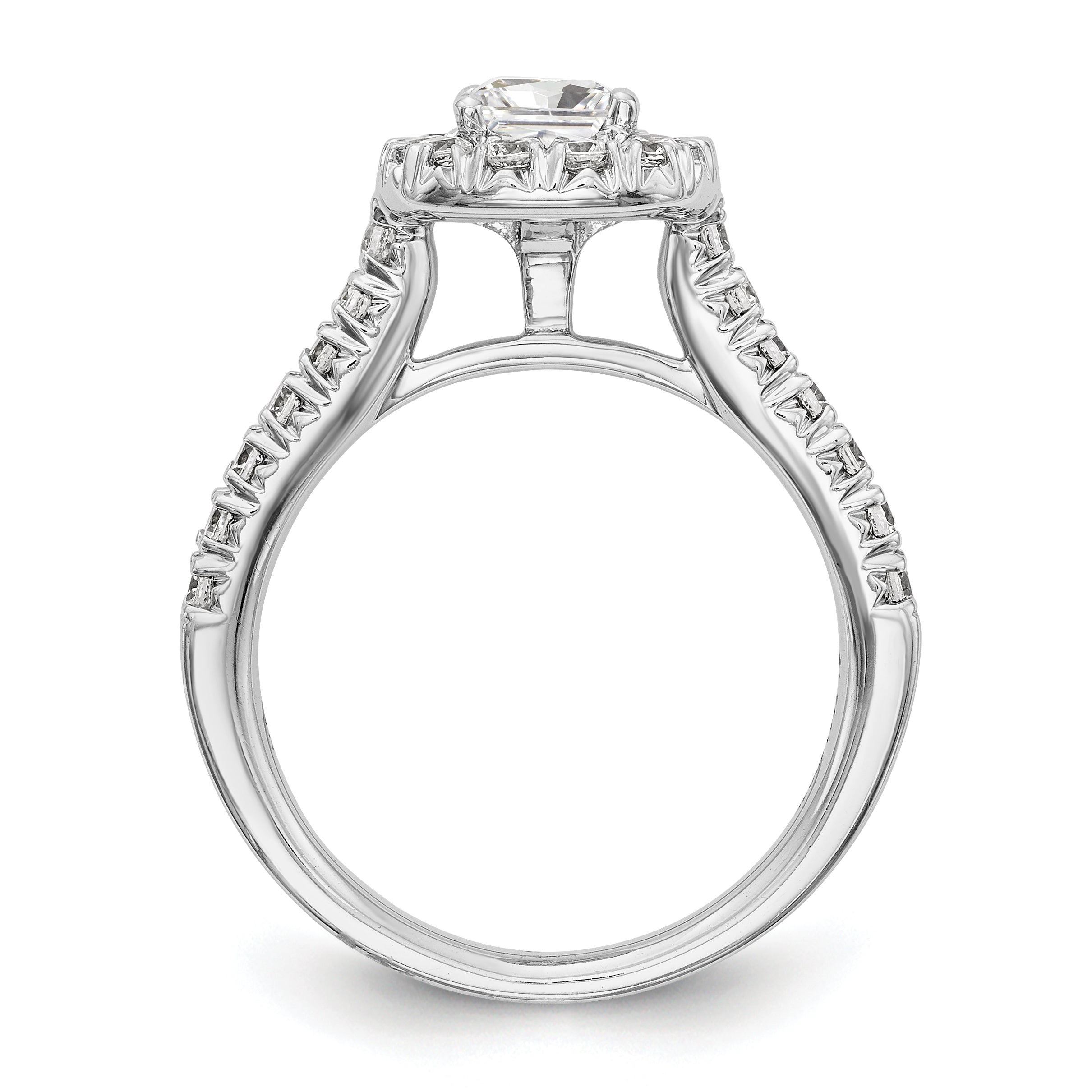 0.50ct. CZ Solid Real 14K White Gold Cushion Halo Engagement Ring