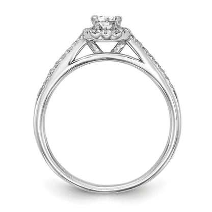 0.25ct. CZ Solid Real 14K White Gold Oval Oval Halo Engagement Ring