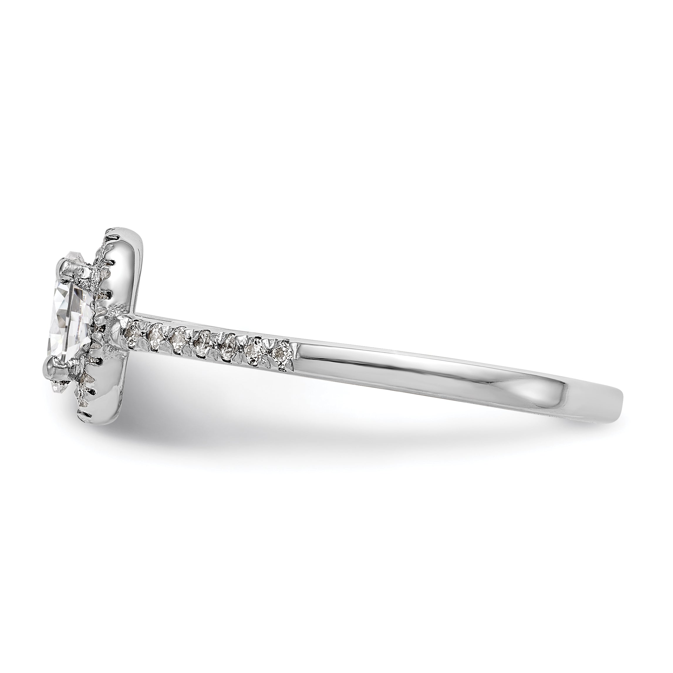 0.25ct. CZ Solid Real 14K White Gold Oval Oval Halo Engagement Ring