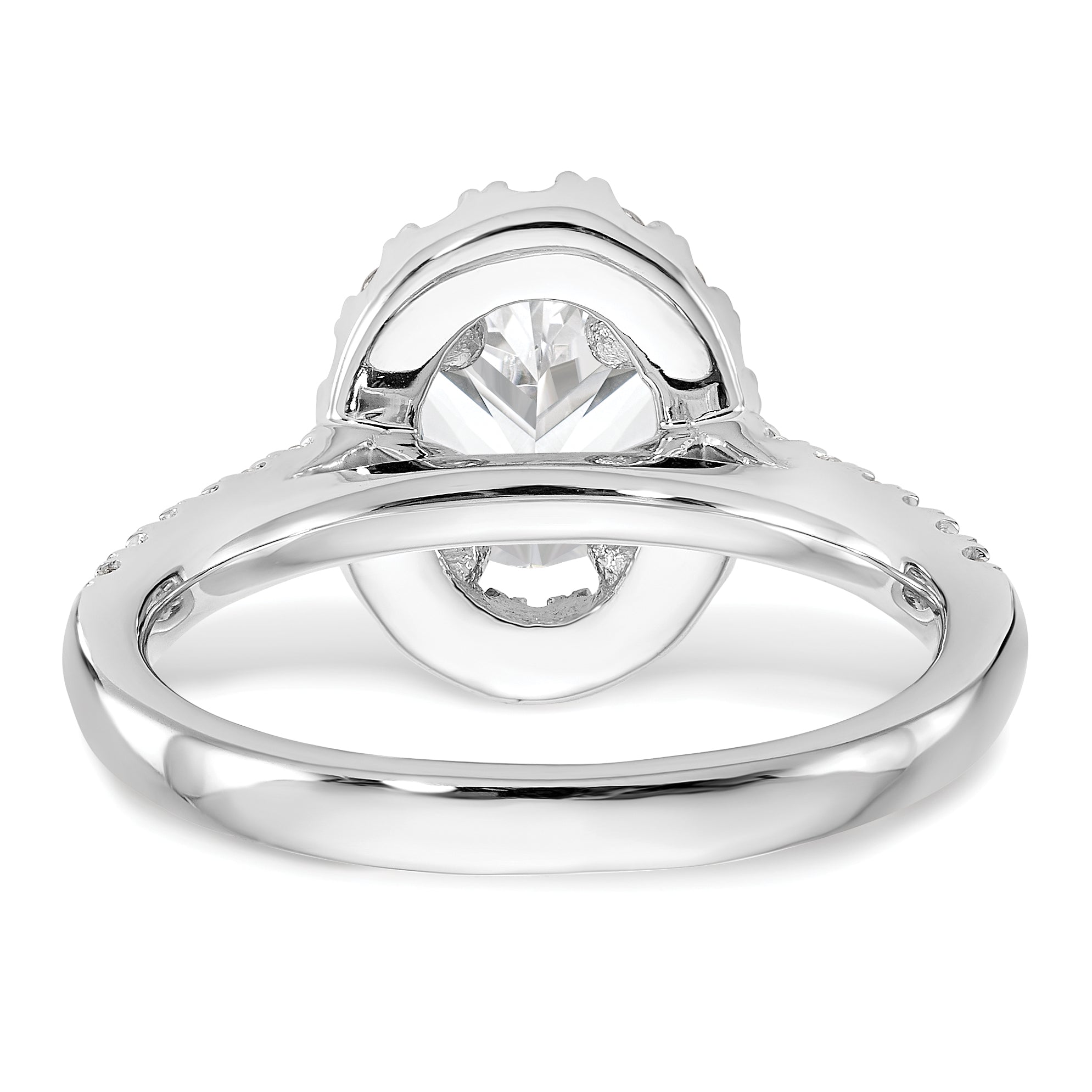 0.25ct. CZ Solid Real 14K White Gold Oval Oval Halo Engagement Ring